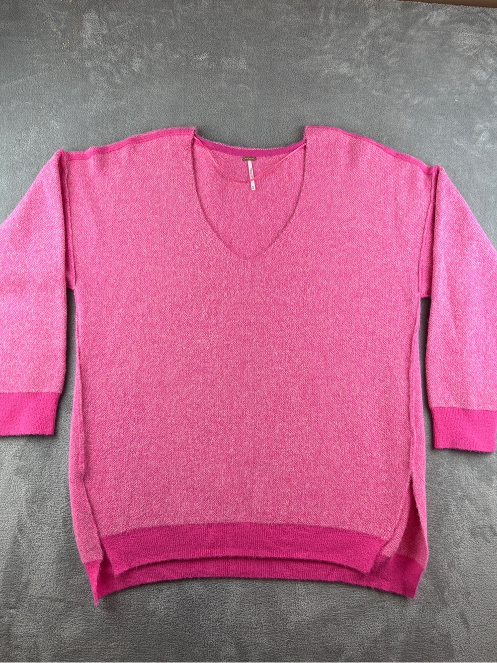 Free People Pink Oversized Tunic Sweater MEDIUM